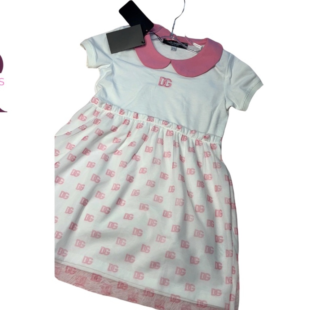 Charming Pink and White Kids Dress